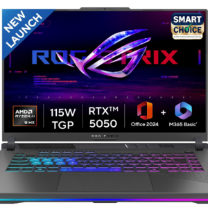 ASUS ROG Strix G16,Smartchoice, AMD Ryzen 9 8940HX, Gaming Laptop(RTX 5050-8GB/16GB RAM/1TB SSD/FHD+/16"/165Hz/90Whr/Windows 11/M365 Basic (1Year)*/Office Home 2024/Eclipse Gray/2.5 Kg) G614PH-RV033WS